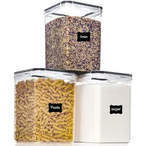 Large Airtight Food Storage Containers with Lids 5.2L/176Oz, 3PCS BPA Free Plastic Canisters for Flour, Sugar, Baking Supply, Kitchen Pantry Organization