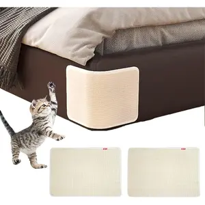 2-Pack Cat Scratching Pads Sofa Protector Natural Sisal Cat Scratching Mat Sofa Bed Corner Protector Heavy-Duty Sofa Protector Easy to Install Scratching Pad (Beige Small Size)