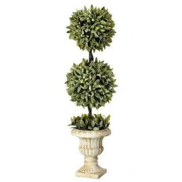 Flocked Sage Double Ball Topiary 26”