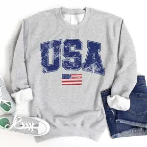 Retro USA Graphic Sweatshirt, USA America 4th of July Patriotic Sweatshirts for Men & Women