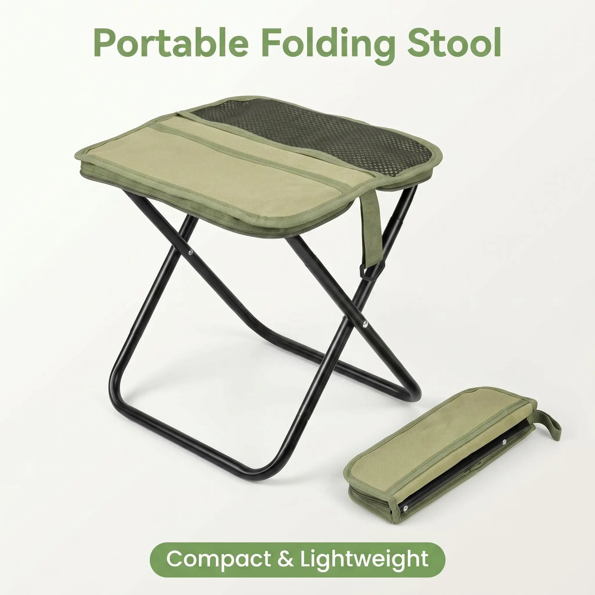 Compact Foldable Stool with Handbag-Inspired Design, Portable Seat with Simple Opening Structure and Fold-Flat Storage