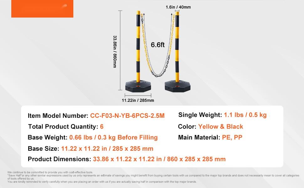 Adjustable Traffic Delineator Post Cones Set, 6 Pack, High-Visibility Safety Barrier With Fillable Base And 8-Foot Chain, Ideal For Traffic Control, Parking Lot, Construction Zone, Road Warning And Delineation, Yellow And Black Adjustable Traffic Delineator Post Cones Set, 6 Pack, High-Visibility Safety Barrier With Fillable Base And 8-Foot Chain, Ideal For Traffic Control, Parking Lot, Construction Zone, Road Warning And Delineation, Yellow And Black