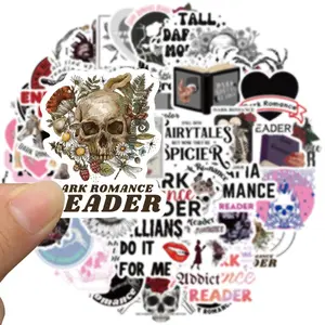 Smutty Book Sticker, 50pcs/set Bookish Reading Booktok Dark Romance Case Journal Water Bottle Sticker, Funny Aesthetic Pink Laptop Phone Decal, Casing, Halloween