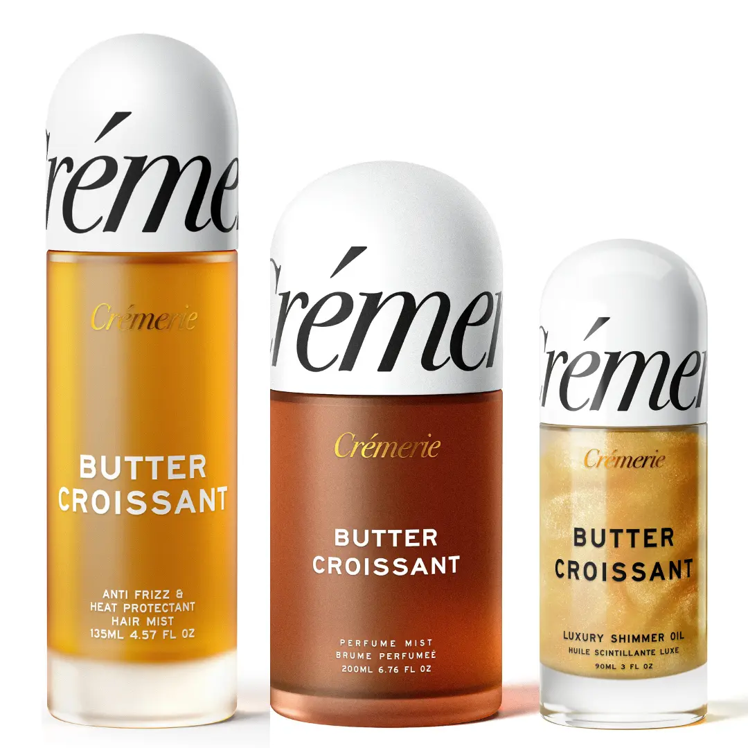 Cremerie Butter Croissant Scent Layering Trio | Luxury Parisian Perfume Mist + Hair Mist + Shimmer Body Oil Gift Set