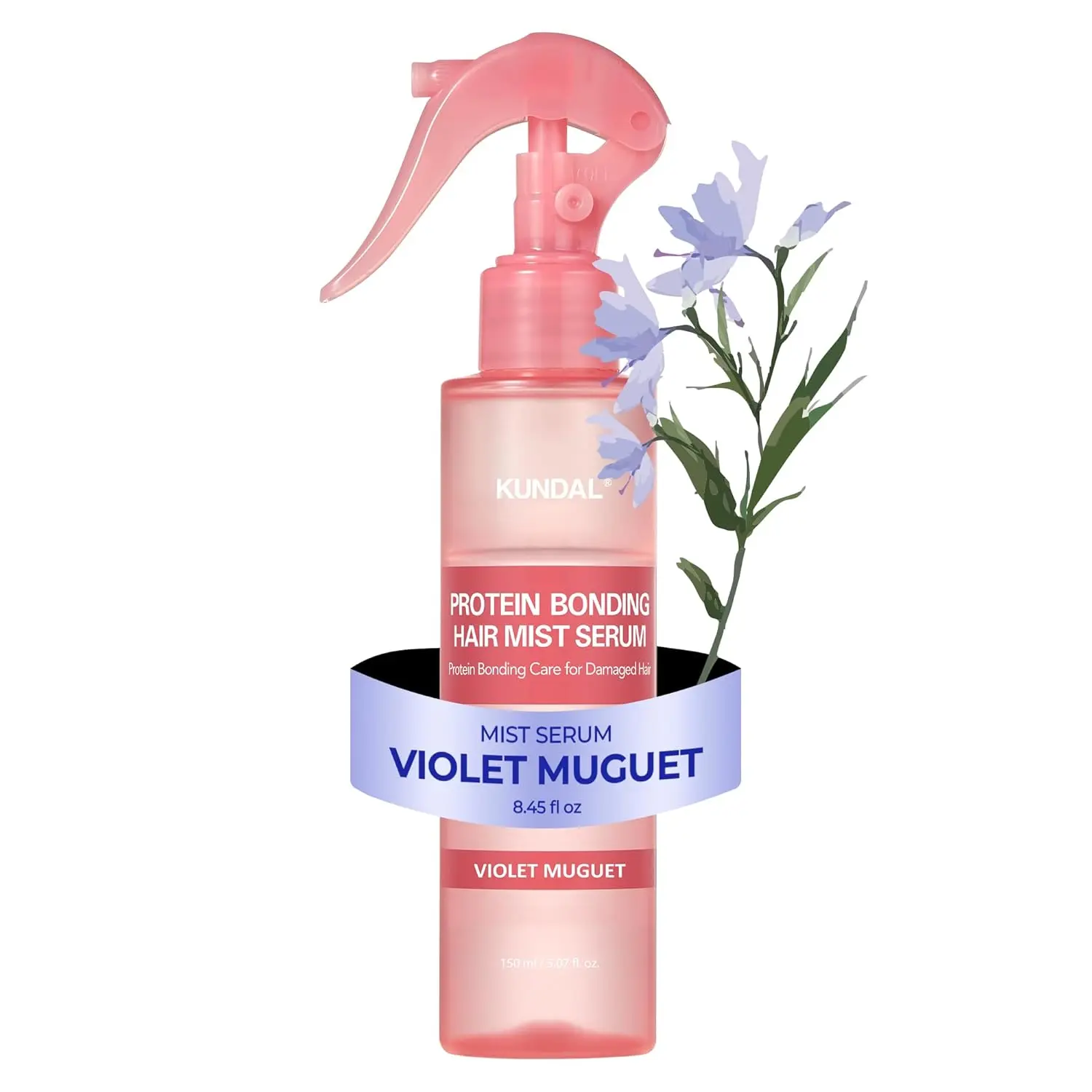 KUNDAL 5-in-1 Protein Bonding Hair Mist - Viral Heat Protectant & Leave-In Shine Serum for Dry, Damaged, Frizzy & Color-Treated Hair - Vegan, Violet Muguet Scent, 5.07 Fl Oz