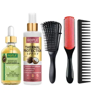 5 Count Coconut Heat Protection Spray Set- Rosemary Hair Growth Oil for Women, Men, Kids, Moisturize Root Enhancer Thickening Regrowth Formula