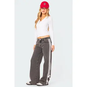 Ribbon Washed Low Rise Baggy Jeans Ribbon Washed Low Rise Baggy Jeans