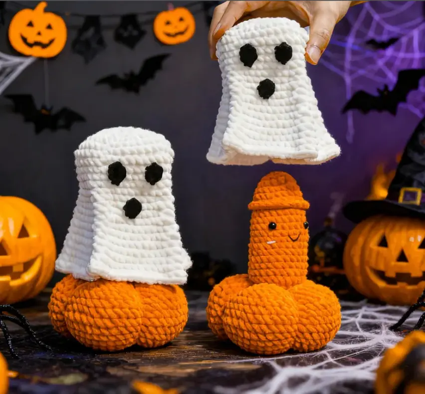 Suprise Halloween Ghost Pumpkin Ornament, Handmade Funny Ghost Crochet, Halloween Gifts for Her, Halloween Decor, Home Decor