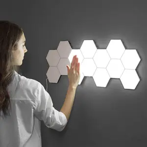 Hexagonal Wall Light with Remote,Touch Sensitive Modular Light,DIY Lights Geometry Splicing Hex Light LED Night Light for DIY Lovers Modern
