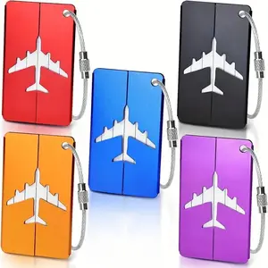 Airplane Design Luggage Tag, 5 Counts/set Creative Aluminum Alloy Organizer Luggage Tag with Safety Loop, Travel Pouch, Luggage Identifier for Travel, Father's Day Gifts, Travel Accessories, Versatile Travel Accessory