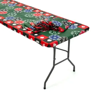 6 Ft. Bulk 12 Pc. Casino Rectangle Fitted Disposable Plastic Tablecloths