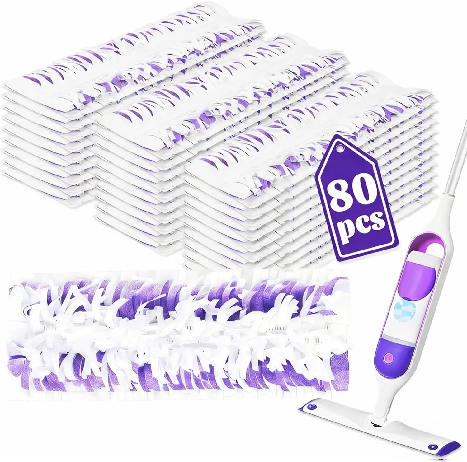 80 Pack Disposable Pads Compatible with Swiffer Power Mop Pads Replacement for Swiffer Power Mop Refills, Multi-Surface &Wood Floor Cleaning