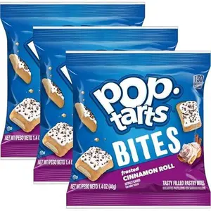 Pop-Tarts Bites Frosted Cinnamon Roll, 1.4 oz (Pack of 3) with By The Cup Bag Clip