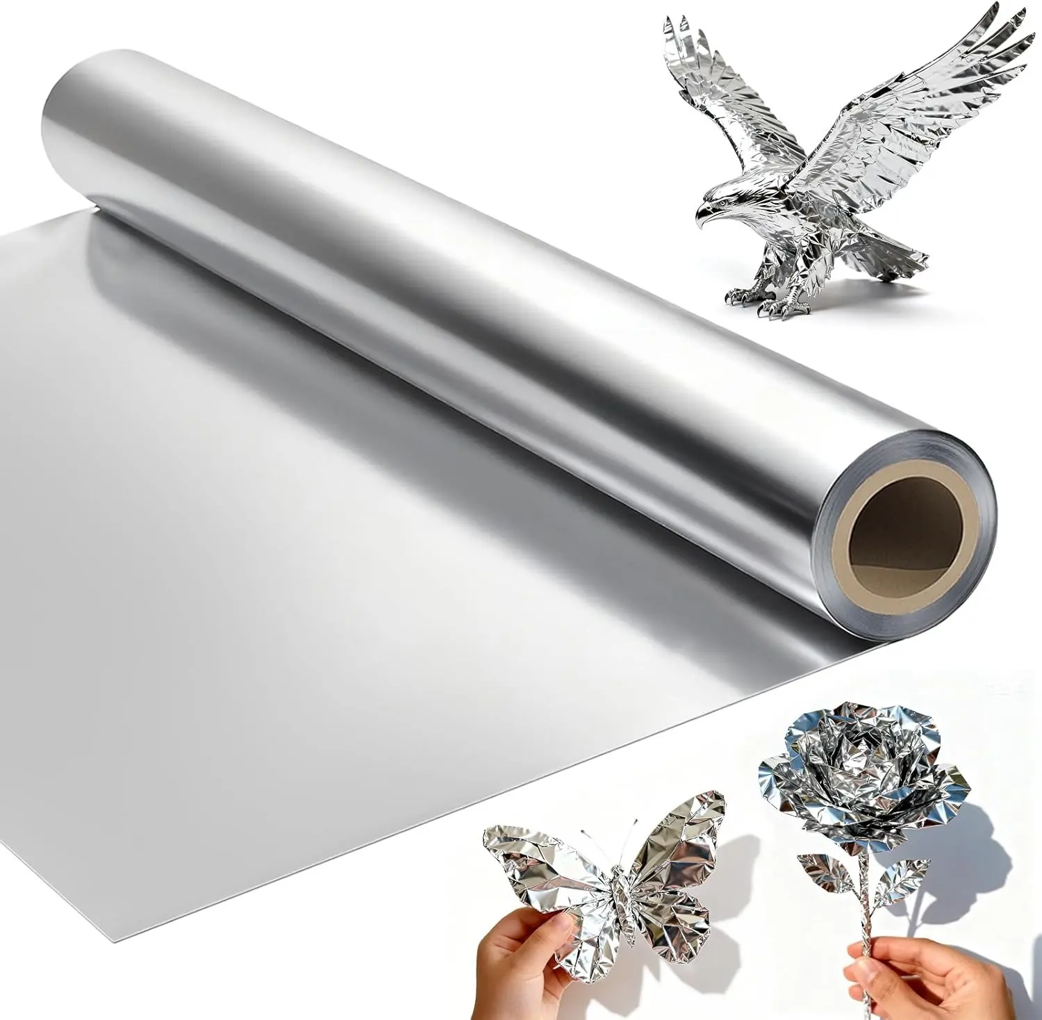 Heavy Duty Aluminum Foil Roll - 0.07MM Extra Thick Craft Metal Sheets for DIY, Repairs & Art Projects, Multipurpose Tin Foil for Art, Gifts & Home DIY Projects, Silver (12" Wide x 20ft Long)