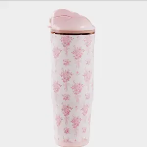 HydroJug Bouquet 32oz Ease2o Water Bottle with Floral Design and Pink Lid
