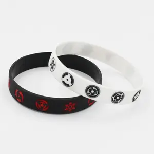 NARUTO Silicone Bracelet Anime Two-Dimensional Wristband Stackable Bangle for Fans The Sharingan wristband Black & White men's jewelry friendship