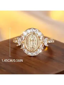 1 Pc Fashionable & Elegant Gold Virgin Mary Ring, Suitable For Everyday Wear And Holiday Occasions
