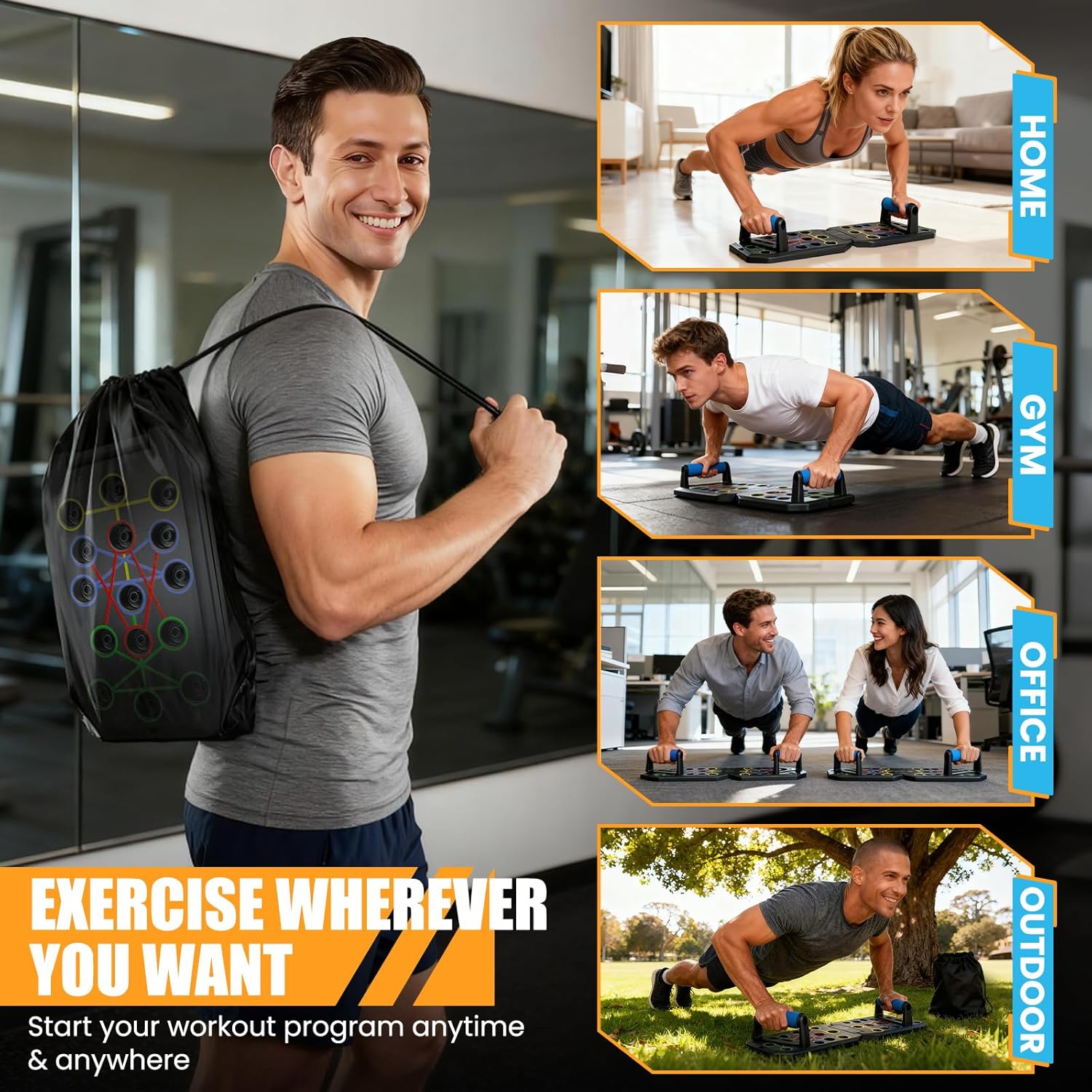 Enhanced Push-up Board Fitness Kit with 28 Holes, Portable Home Exercise Equipment for Chest, Arms & Core, Includes Resistance Band & Upper Body Toner for Men & Women Enhanced Push-up Board Fitness Kit with 28 Holes, Portable Home Exercise Equipment for Chest, Arms & Core, Includes Resistance Band & Upper Body Toner for Men & Women