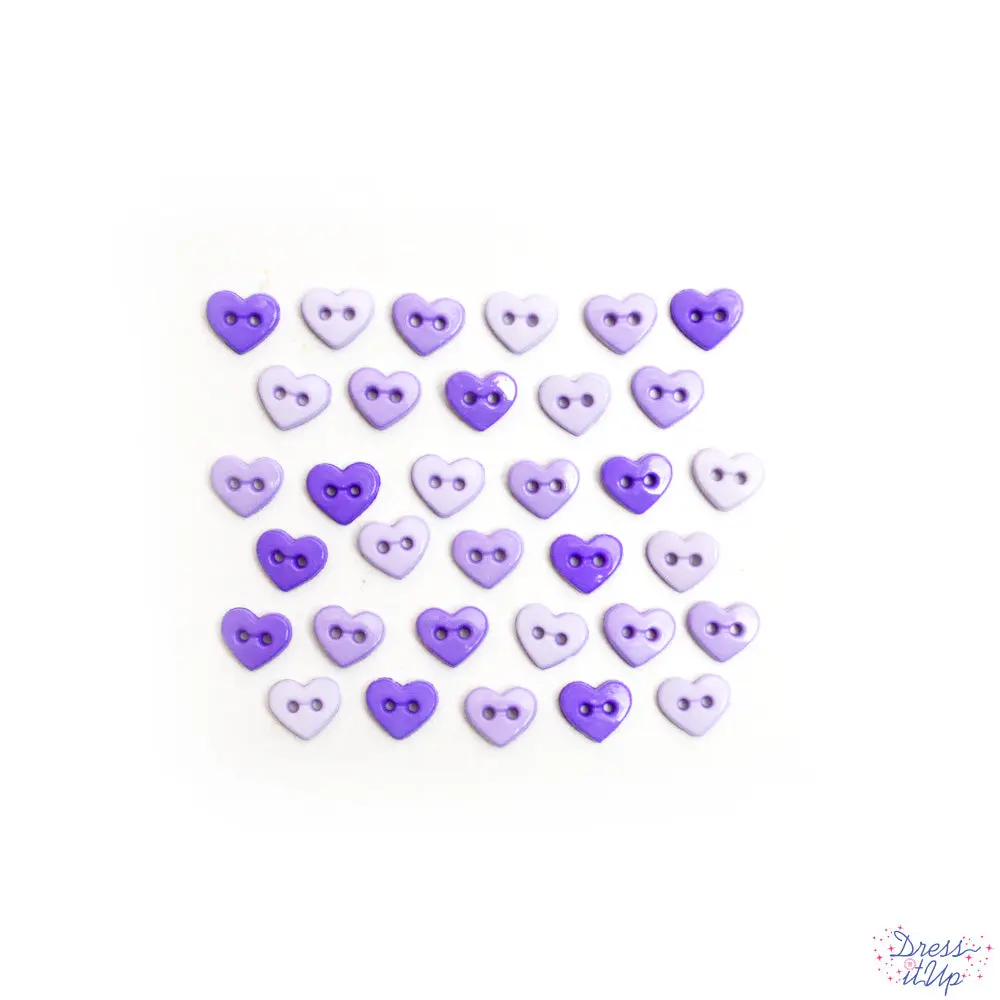 Micro Hearts Lavender 2-Hole Buttons