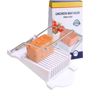 Luncheon Meat Slicer Boiled Egg Fruit Soft Cheese Butter Slicers Cutter, Cuts 10 Slices (White)
