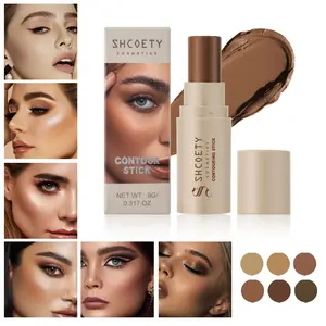 Long-Lasting Concealer Stick, 6 Color Highlighter, Contour Stick, Lightweight Waterproof Buildable Radiant Coverage Formula, Sweatproof Smudge-Proof, Flawless Complexion, Suitable for Women and Girls