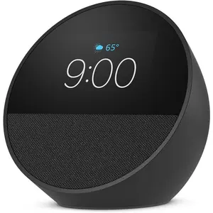 Great for nightstands, offices and kitchens, Smart alarm clock with Alexa+ Early Access, Black