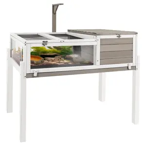 Tortoise Habitat Tortoise Enclosure Tortoise House Reptile Habitat with Removable Legs Turtle Habitat for Indoors & Outdoors Lamp Holders Included Leakproof Tray Breeding Box Amphibians