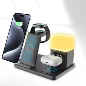 15w Max Wireless Charger for Phones, Watches, and Earbuds - 6-in-1 Multifunction - Cellphone, Smartphone