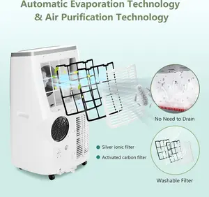 14000 BTU Portable Air Conditioners, up to 750 Sq. Ft, 4-in-1 AC Unit, 3 Fan Speeds, Auto Swing, Energy-Saving, Window Kit, aire acondicionado portatil for Bedroom, Living Room, Basement & Workshop