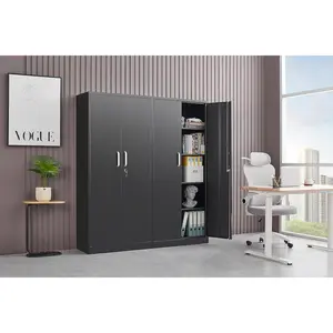 Metal Storage Cabinet with Adjustable Shelves, Garage Cabinet with 2 Lockable Doors, Garage Storage Cabinet, Kitchen Pantry Cabinet - 71'H, Black