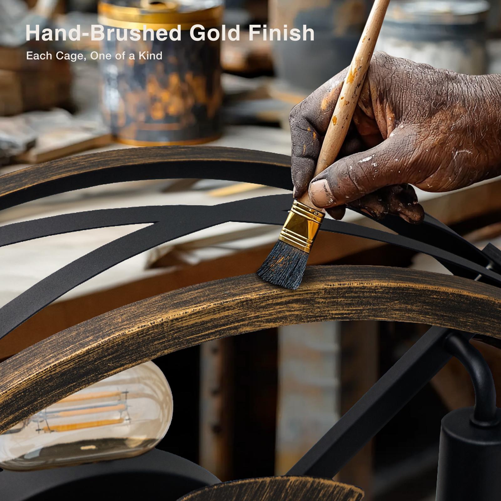 20" Caged Ceiling Fan with Light and Remote, Low Profile Flush Mount Fandelier, Black Bladeless Enclosed Small Fan Lights Ceiling Fixtures, Rustic Farmhouse Style for Bedroom, Outdoor