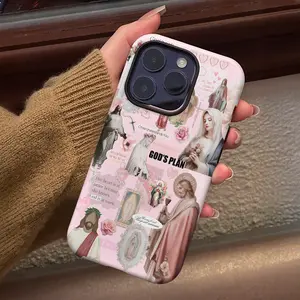 God Jesus and Virgin Mary Collage Phone Case , Shockproof Rugged Cover Dual Layer Soft TPU Hard Bumper Hard Shell Design for iPhone 11 12 13 14 15 16 Pro Max Plus