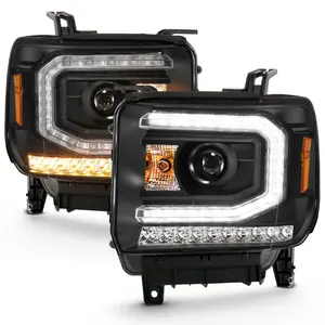 GMC SIERRA 1500 16-19 PROJECTOR PLANK STYLE HEADLIGHT BLACK W/ SEQUENTIAL SIGNAL (FOR HID, HID BULB NOT INCLUDED)
