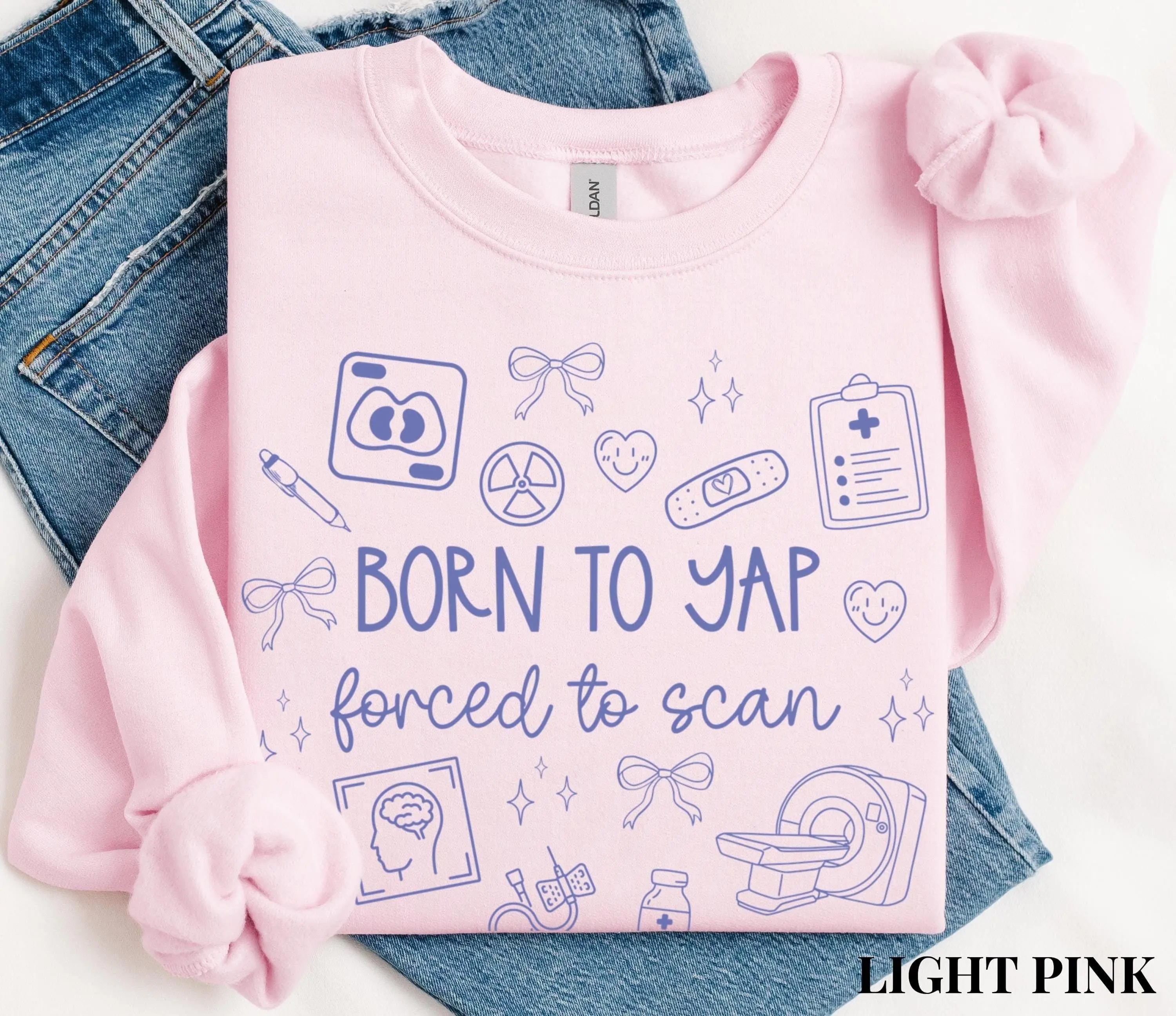 CT Tech T-Shirt & Sweatshirt, Born To Yap CT Technologist Crewneck, Radiology Tech Gift, Radiology student, Pediatric CT Tech, Rad Tech Sweatshirt
