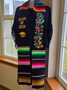 class of 2026 stole, graduation stole, embroidered floral stole