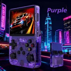 Purple Rechargeable Retro video Handheld Game Console with 3.5-inch ip hd color Screen 64G Memory Card Compact Design Portable for On-the-Go Gaming Emulator Games Included - Protection, Game Pad