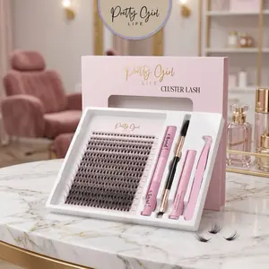 DIY Wispy Lash Clusters 8-16mm 280 pcs Lash Bond and Seal, Lash Tweezers for Self Use Individual Lashes Eyelash Extension Kit D Curl