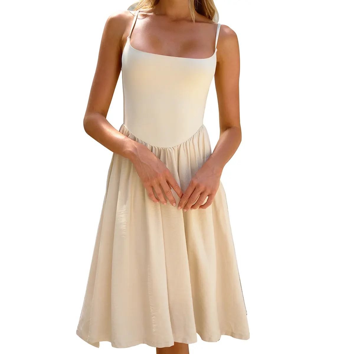 CHYRII Women Fashion Summer 2025 Spaghetti Straps Sleeveless Casual A-Line  Midi Dresses Sundress - TikTok Shop