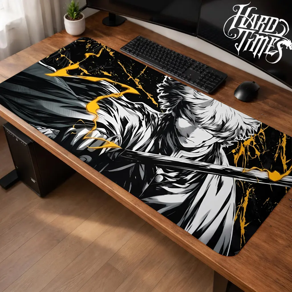 Zenitsu Demons Slayer Gaming Mouse Pad Personal, Custome, Anime Desk Mat Extended Keyboard Pad Waterproof Non Slip Rubber Base Large Mousepad for PC Gamer Setup Desk Accessories 40x21 Inch,Office Gifts, Decor desktop