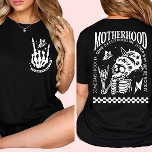 "Motherhood: Sometimes I Rock It, Sometimes It Rocks Me" shirt – a perfect unisex cotton tee or sweatshirt for moms, great for Mother's Day!, Graphic, Shortsleeve