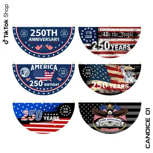 2PCS 250th Anniversary USA Banners, Hanging American Flag for Wall, Festive & Party Home Supplies