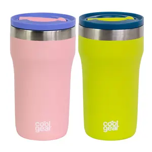 COOL GEAR 2-Pack 12 Ounce Eclipse Stainless Steel Tumbler | Pull up sipper