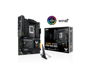 ASUS TUF GAMING B760-PLUS WIFI Intel B760 (13th and 12th Gen) LGA 1700 ATX motherboard with PCIe 5.0, three PCIe 4.0 M.2 slots, DDR5, Realtek 2.5Gb Ethernet, DisplayPort, HDMI, SATA 6 Gbps, USB 3.2 Gen 2x2 Type-C, front USB 3.2 Gen 2 Type C