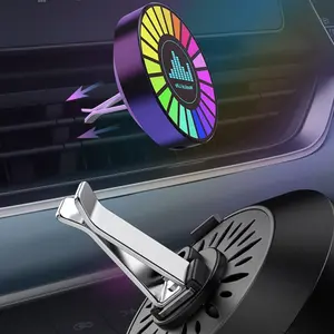 Portable RGB LED Round Light Retro Style Multiple Light Patterns USB Rechargeable Car Night Ambient Decor TikTok Car Accessory