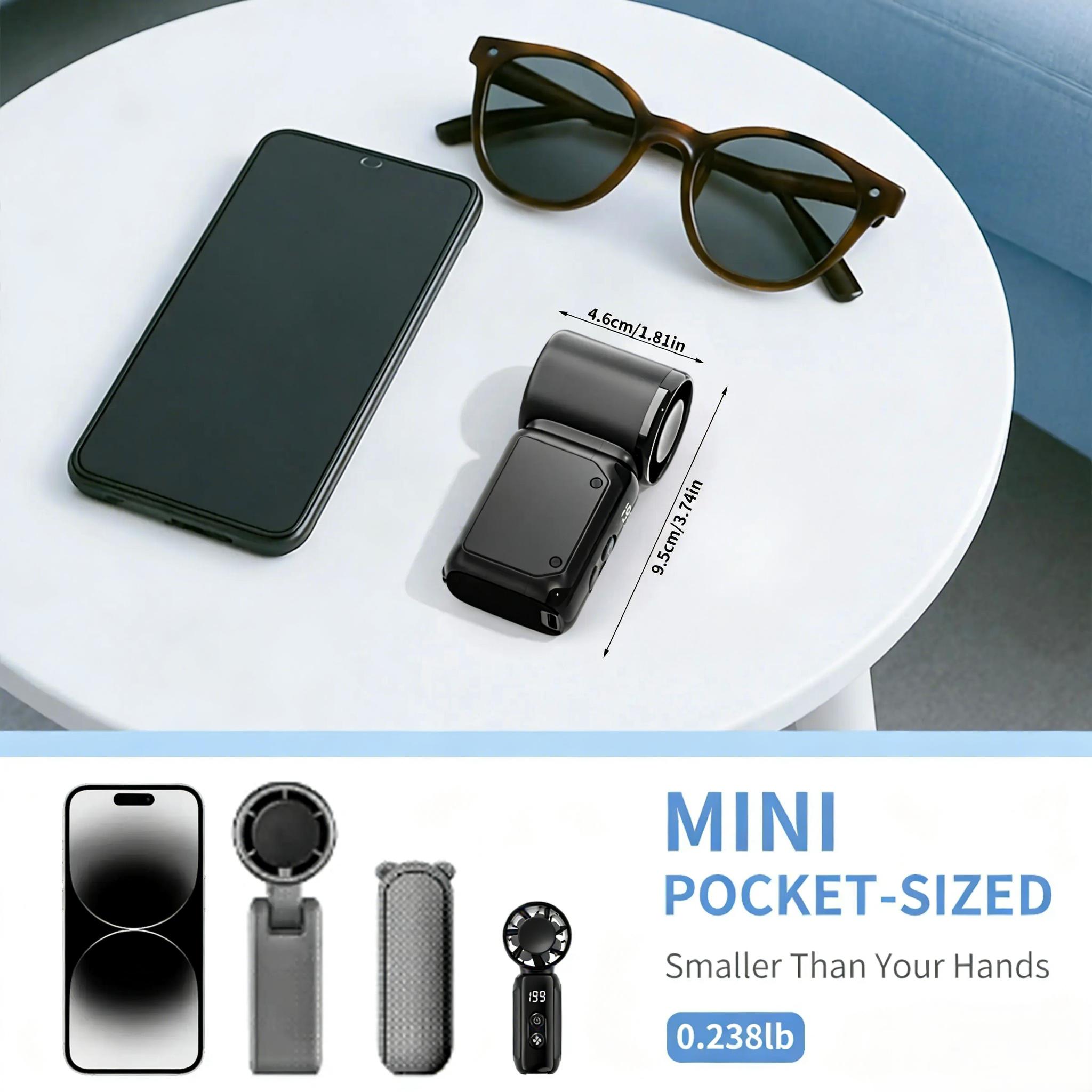 Completely upgraded Mini Multipurpose Handheld Fan, Powerful Turbo Portable Fan with Speed Levels 1–199, 18,000 RPM High-Speed Motor, 3–13 h Max Cooling Time, 3600mAh Rechargeable Battery, Pocket Personal Travel Gadget for Women and Men Latest fan