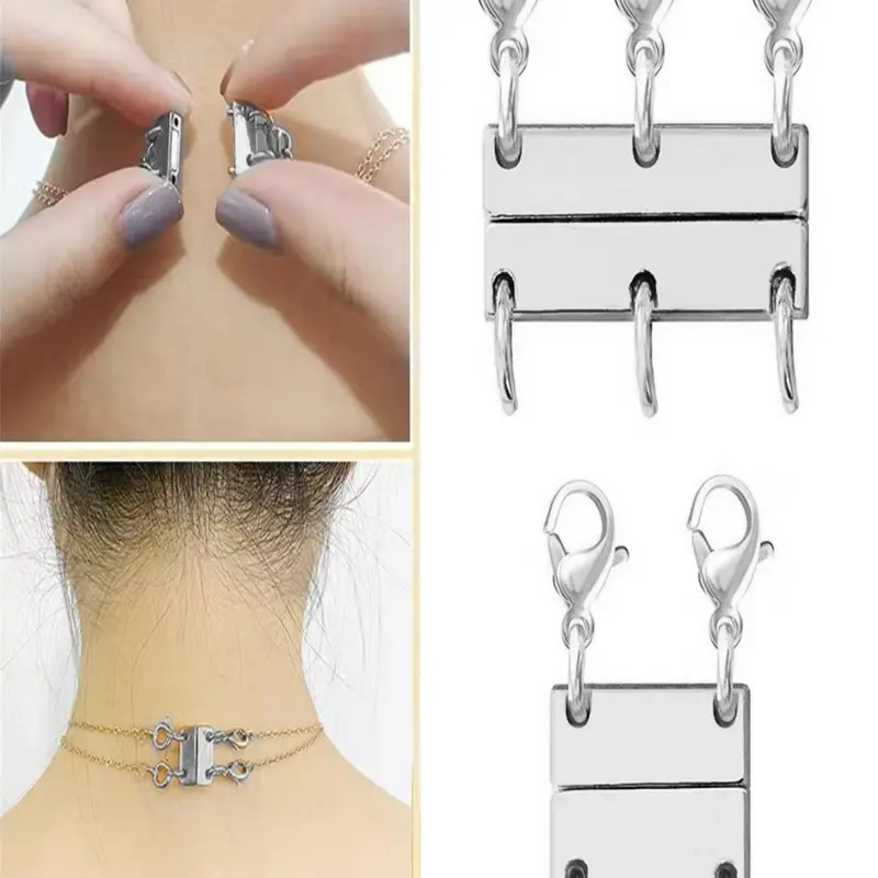 Magnetic Necklace Clasp for Layered Look, Necklace Connectors for Multiple Necklaces Fashion Jewelry Accessories for Women & Girls, Layering Clasp