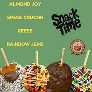Snack Time Gourmet Caramel Snack Pack 4 Pack Includes Almond Bar Peanut Butter Pieces Rainbow Jems & Space Crunch Chocolate Covered Treats