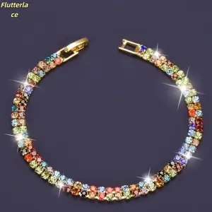 Bohemian Colorful Geometric Bracelet for Women, Elegant Zirconia Accent Jewelry with Clasp Chain, Trendy Handmade Accessory, Perfect for Everyday Fashion, Holiday Parties, Gifts, or Special Events