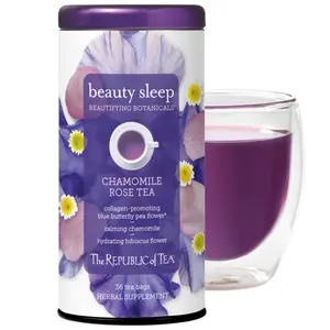 The Republic of Tea - Beautifying Botanicals Beauty Sleep Chamomile Rose Herbal Tea, 36 Tea Bags