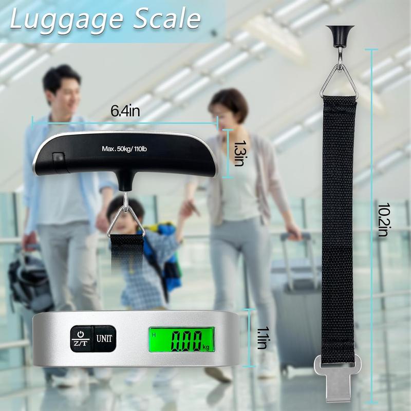 Portable Digital Luggage Scale with Green Backlight LCD Display, 110 Pounds Capacity, Waterproof & Wear-Resistant, Ideal for Travel, Backpacks & Packages, Battery Included